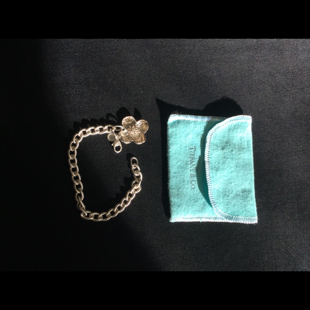 Vintage Tiffany & Co silver dogwood charm bracelet